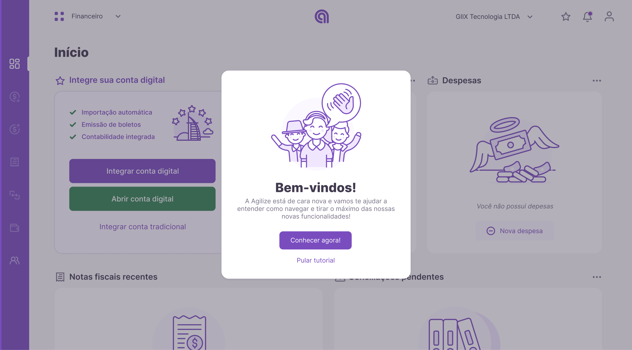 Agilize onboarding welcome flow