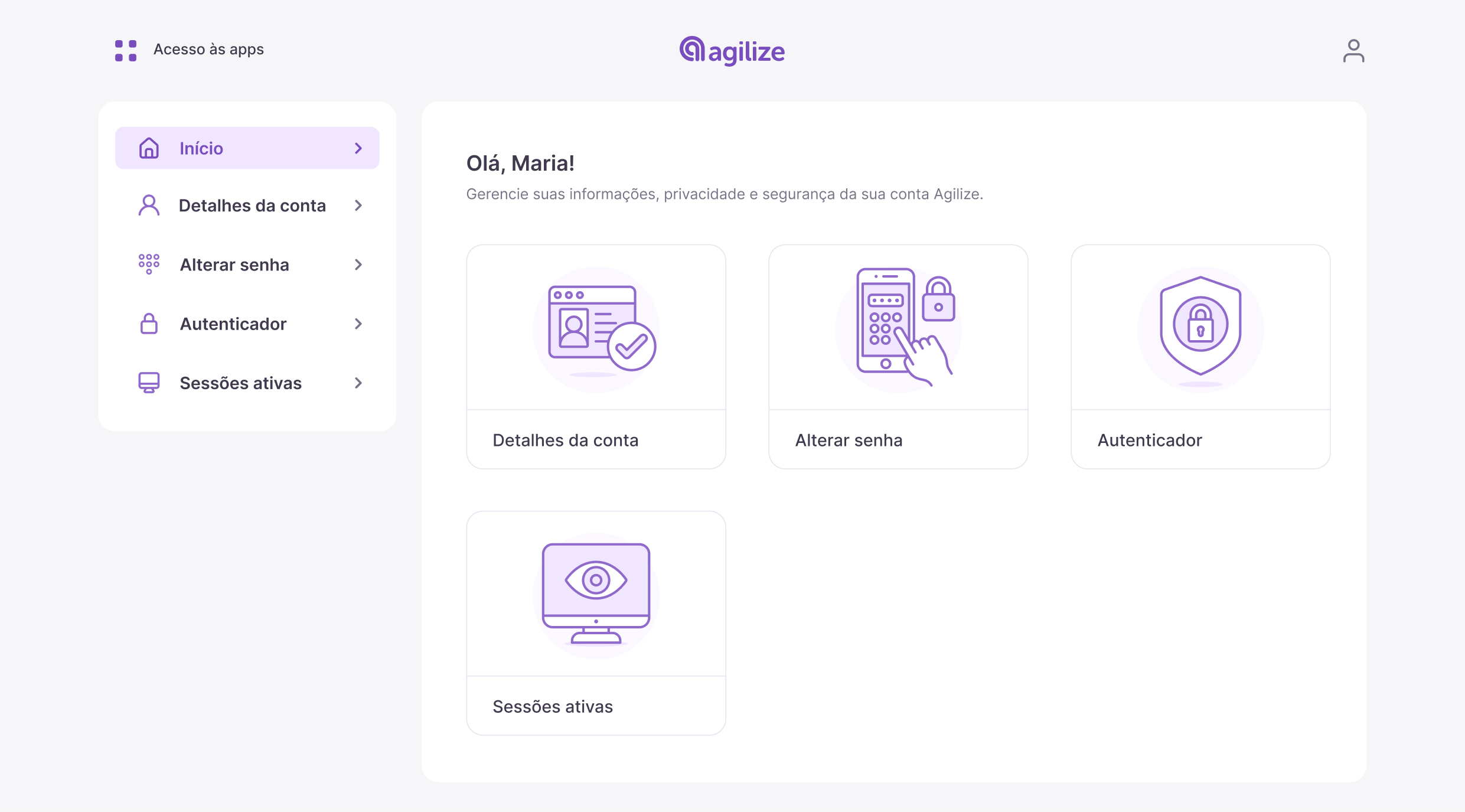 Agilize account and security center