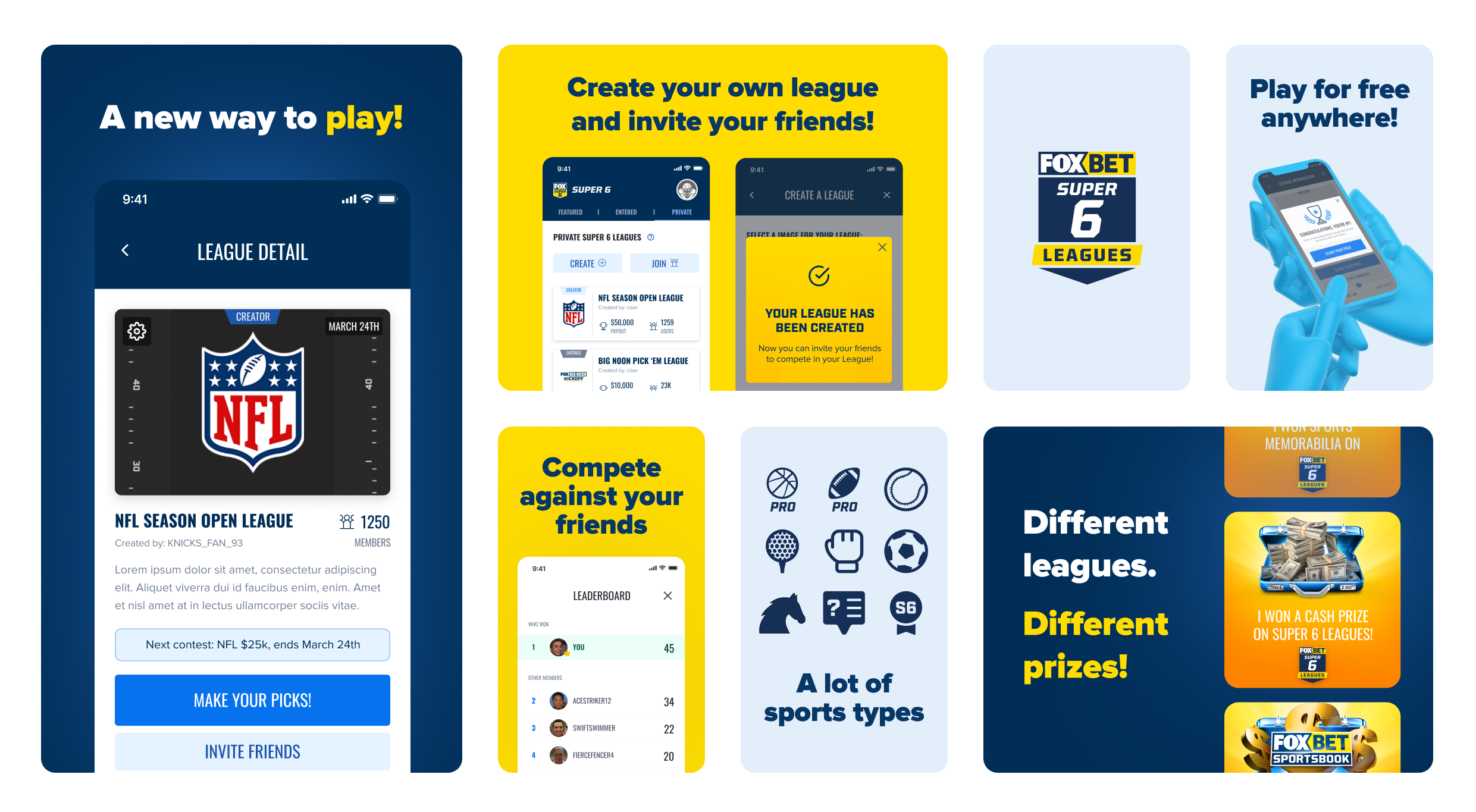 League creation and marketing assets