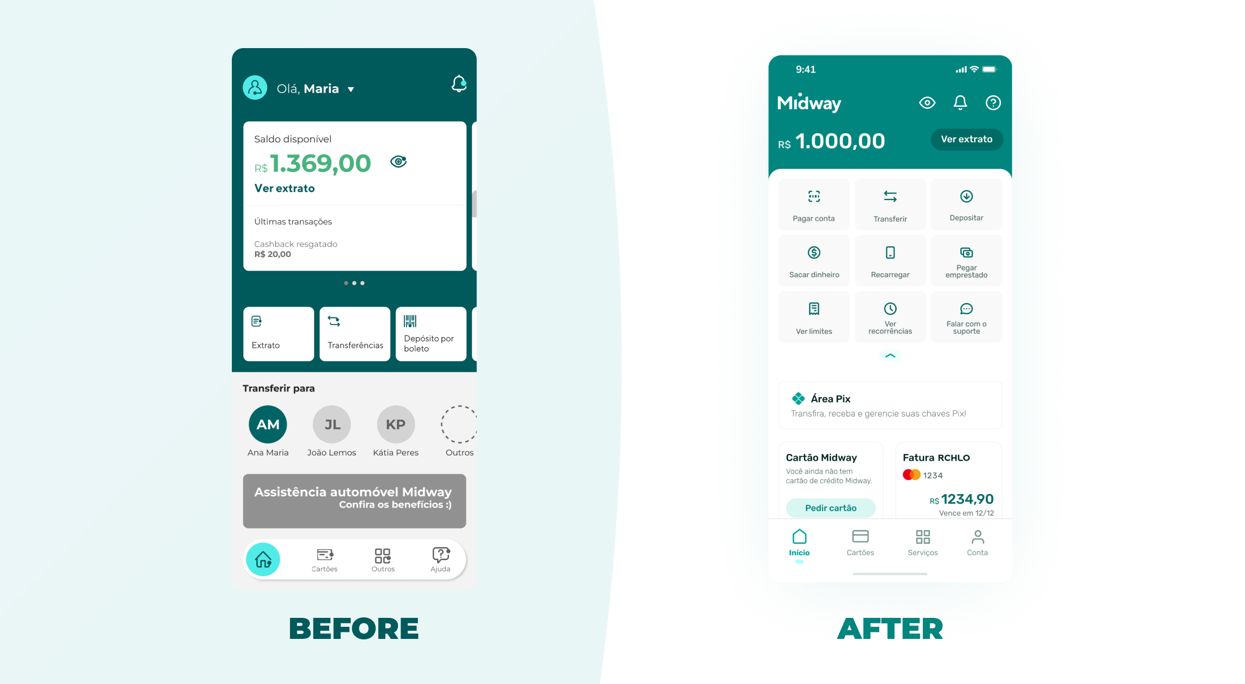 Before and after redesign